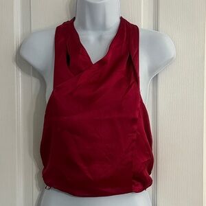 Sincerly Jules Rich Red Shiny Halter Top